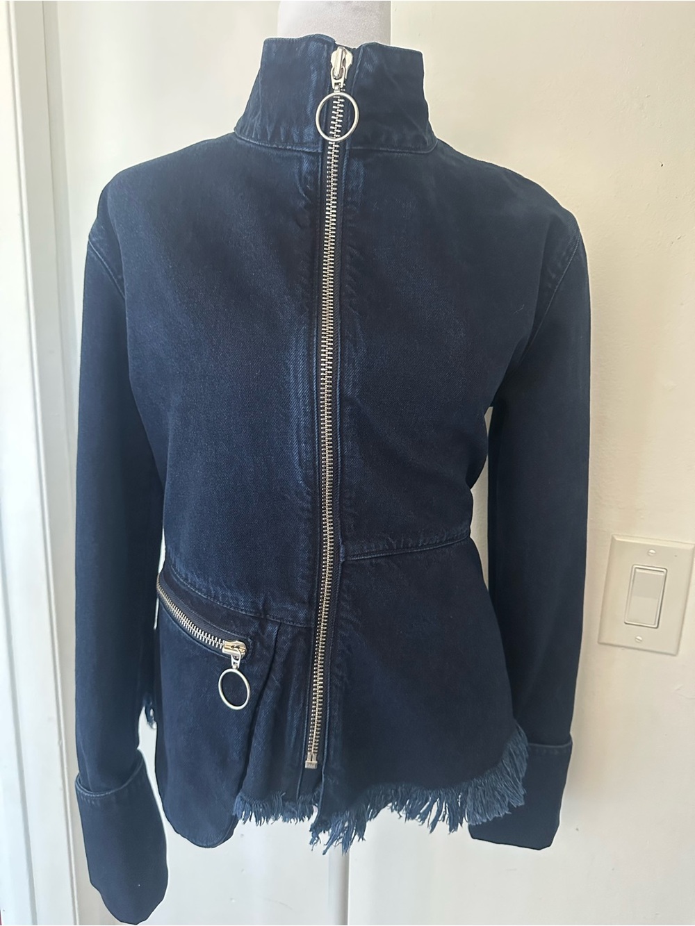 Marques' Almeida Frayed Denim Jacket - O-Ring
Zipper Biker Moto Style S